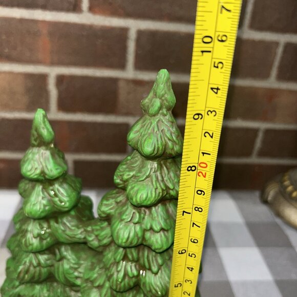 Set 2 Vintage Byron Mold Ceramic Christmas Trees Village Accessory Hand Painted - Picture 12 of 13